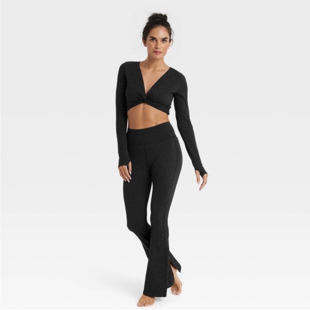 JoyLab Long Sleeve Twist Front Cropped Black Onyx Gym Workout Top Women’s Sz XL